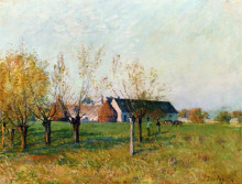 Картина "the farm at trou d enfer, autumn morning" художника "сислей альфред"