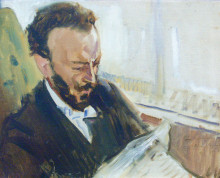 Картина "francisco d&#39;andrade, reading a newspaper" художника "слефогт макс"