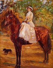 Картина "lady in white dress on horseback riding" художника "слефогт макс"
