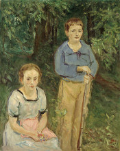 Репродукция картины "portrait of nina and wolfgang slevogt (children in the forest)" художника "слефогт макс"