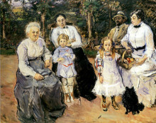 Репродукция картины "slevogt family in the garden of godramstein" художника "слефогт макс"