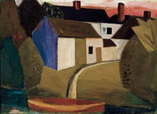 Копия картины "view of a village with a boat" художника "смет густав де"