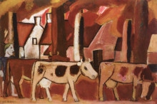 Копия картины "leading cows to the stall" художника "смет густав де"