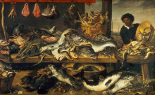 Репродукция картины "рыбная лавка" художника "снейдерс франс"