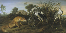 Копия картины "sable of the fox and the heron" художника "снейдерс франс"