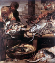 Копия картины "the fishmonger" художника "снейдерс франс"