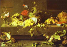 Репродукция картины "flowers, fruits and vegetables" художника "снейдерс франс"