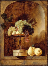 Картина "grapes, peaches and quinces in a niche" художника "снейдерс франс"