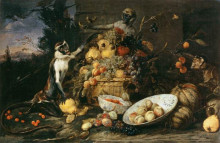 Копия картины "three monkeys stealing fruit" художника "снейдерс франс"