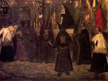 Репродукция картины "procession in toledo" художника "солана хосе гутьеррес"