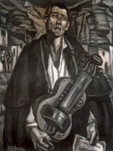 Репродукция картины "the blind musician" художника "солана хосе гутьеррес"