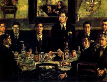 Репродукция картины "the coffee gathering pombo" художника "солана хосе гутьеррес"