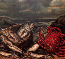 Репродукция картины "fish and crab" художника "солана хосе гутьеррес"
