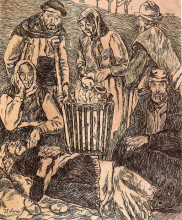 Репродукция картины "beggars warming" художника "солана хосе гутьеррес"