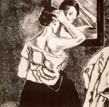 Репродукция картины "woman in the mirror" художника "солана хосе гутьеррес"