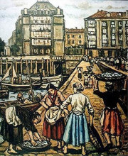 Репродукция картины "the ramp at puerto chico" художника "солана хосе гутьеррес"