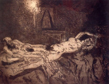 Репродукция картины "naked man and woman" художника "солана хосе гутьеррес"