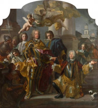 Картина "gundaker count althann handing over to the emperor charles vi (charles iii of hungary) (1685-1740)" художника "солимена франческо"