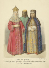 Копия картины "clothing of queens.&#160;with portraits of queens evdokia lukianovny and natalia kirilovna" художника "солнцев фёдор"