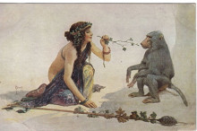 Репродукция картины "the girl with monkey" художника "соломко сергей"