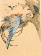 Репродукция картины "синяя птица (птица сиринъ)" художника "соломко сергей"
