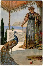 Репродукция картины "дама с павлином" художника "соломко сергей"