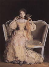 Репродукция картины "дама в розовом" художника "сомов константин"