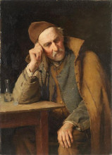 Репродукция картины "le vieux schnapseur - un jules avec verre de schnaps" художника "анкер альберт"