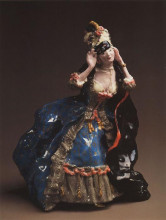 Репродукция картины "дама, снимающая маску" художника "сомов константин"