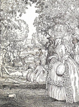 Репродукция картины "пикник. иллюстрация к книге маркизы" художника "сомов константин"