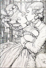 Копия картины "поцелуй. иллюстрация к книге маркизы" художника "сомов константин"