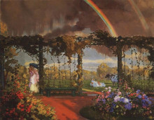 Репродукция картины "пейзаж с радугой" художника "сомов константин"