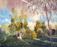 Копия картины "пейзаж с радугой" художника "сомов константин"