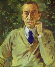 Репродукция картины "portrait of the composer sergei rachmaninov" художника "сомов константин"