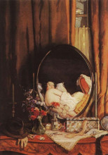 Копия картины "интимные отражения в зеркале на туалетном столике" художника "сомов константин"