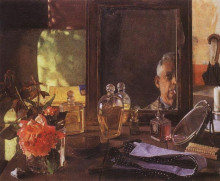 Репродукция картины "автопортрет в зеркале" художника "сомов константин"