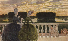 Репродукция картины "две дамы на террасе" художника "сомов константин"
