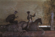 Репродукция картины "вечерняя прогулка верхом" художника "сомов константин"