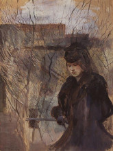 Репродукция картины "дама с весенним пейзажем" художника "сомов константин"