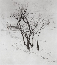 Копия картины "дерево в поле" художника "сомов константин"