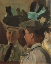 Копия картины "дама у зеркала (портрет в.в.цемировой)" художника "сомов константин"