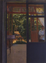 Репродукция картины "на балконе" художника "сомов константин"
