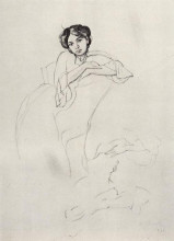 Копия картины "женский портрет и наброски рук" художника "сомов константин"