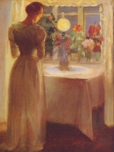 Копия картины "young girl before a lit lamp" художника "анкер анна"