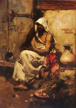 Репродукция картины "an arab examining a pistol" художника "соролья хоакин"