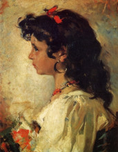 Картина "head of an italian girl" художника "соролья хоакин"