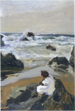 Картина "elenita at the beach, asturias" художника "соролья хоакин"