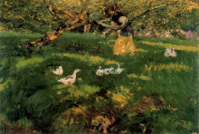 Копия картины "herding geese in the asturias" художника "соролья хоакин"