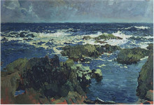 Копия картины "sea and rocks in san esteban, asturias" художника "соролья хоакин"
