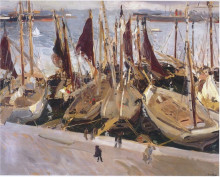 Картина "boats in the port, valencia" художника "соролья хоакин"